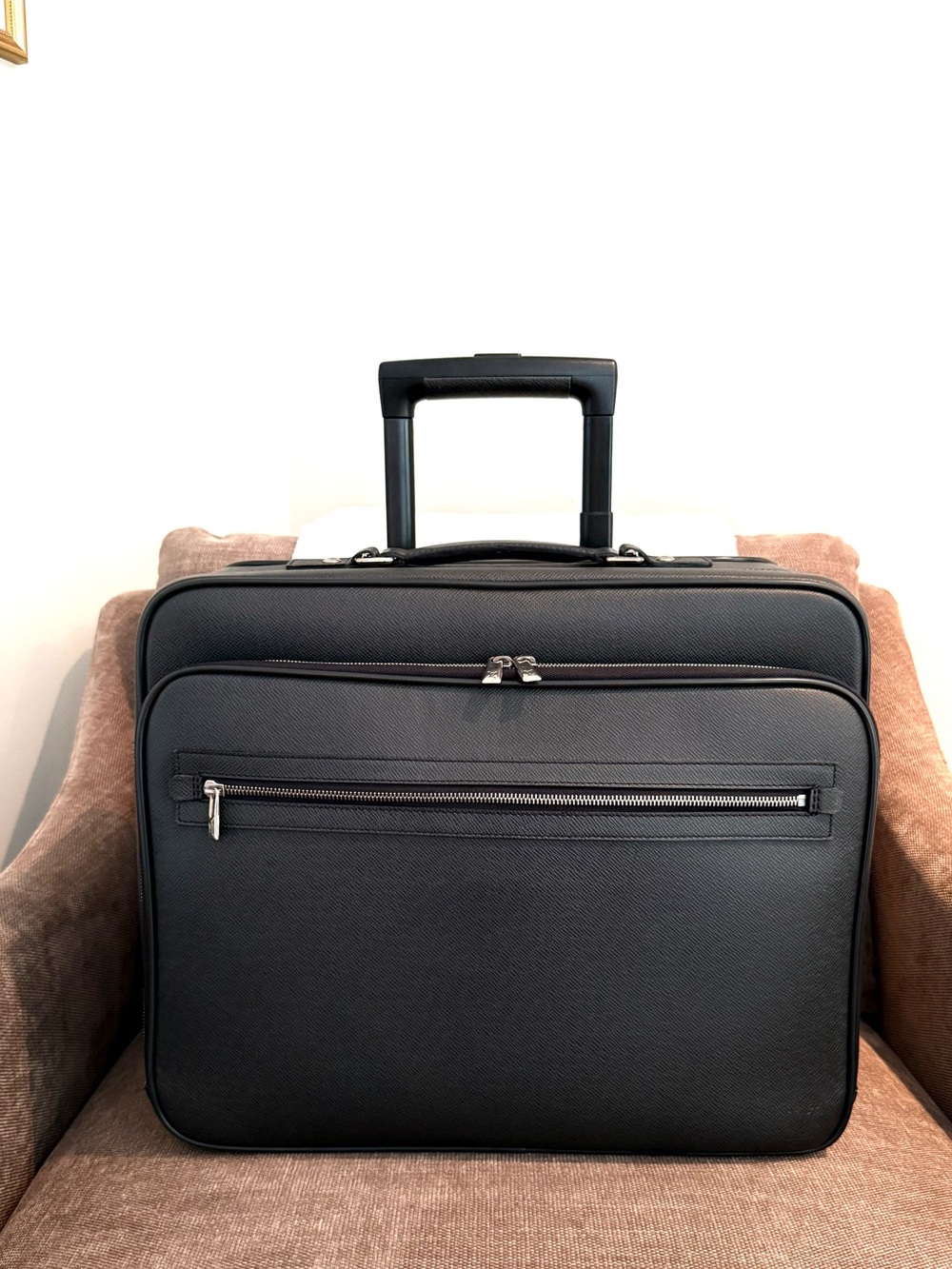 Authentic Louis Vuitton Pilot Case Ardoise grey black leather M23205 travel bag